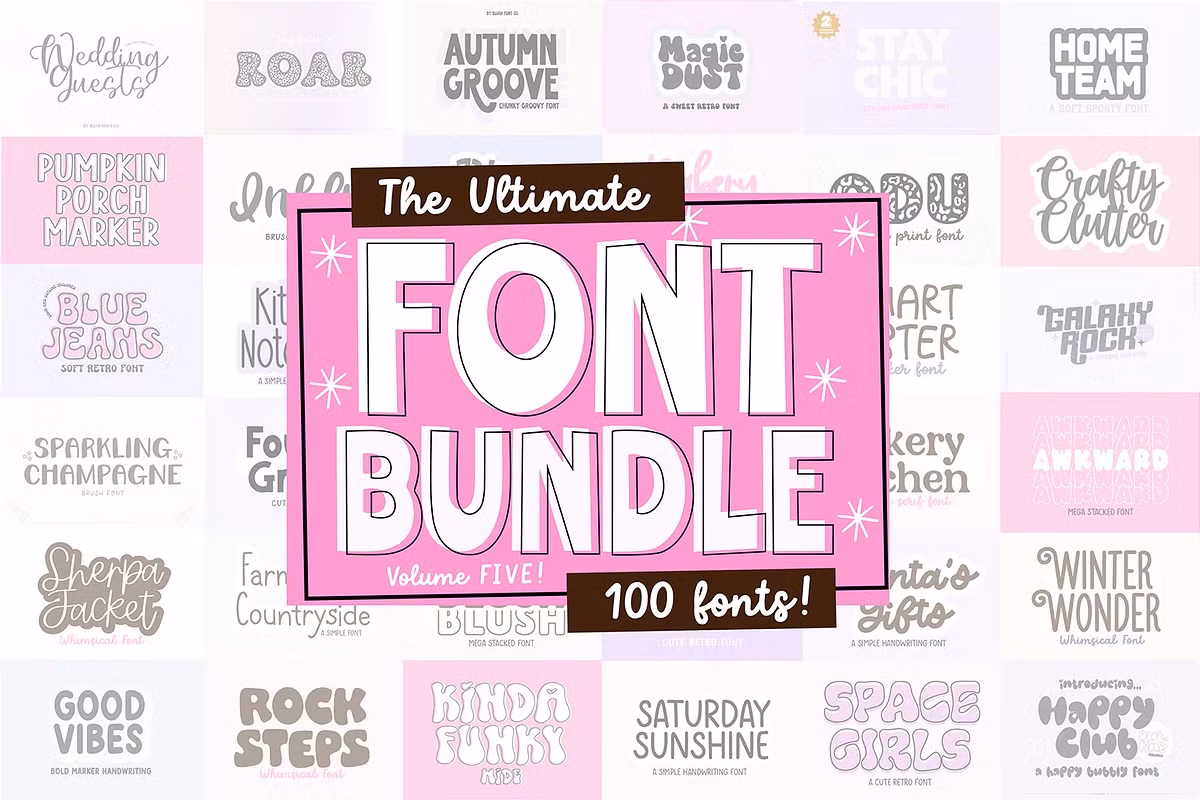 100 Fonts! ULTIMATE FONT BUNDLE V5 Free Download Free Download