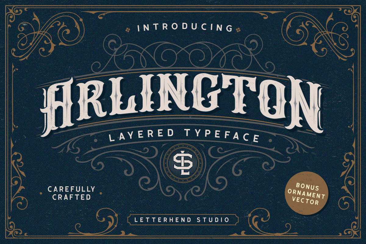 Arlington Layered Font & Ornaments Free Download Arlington Layered Font & Ornaments Free Download