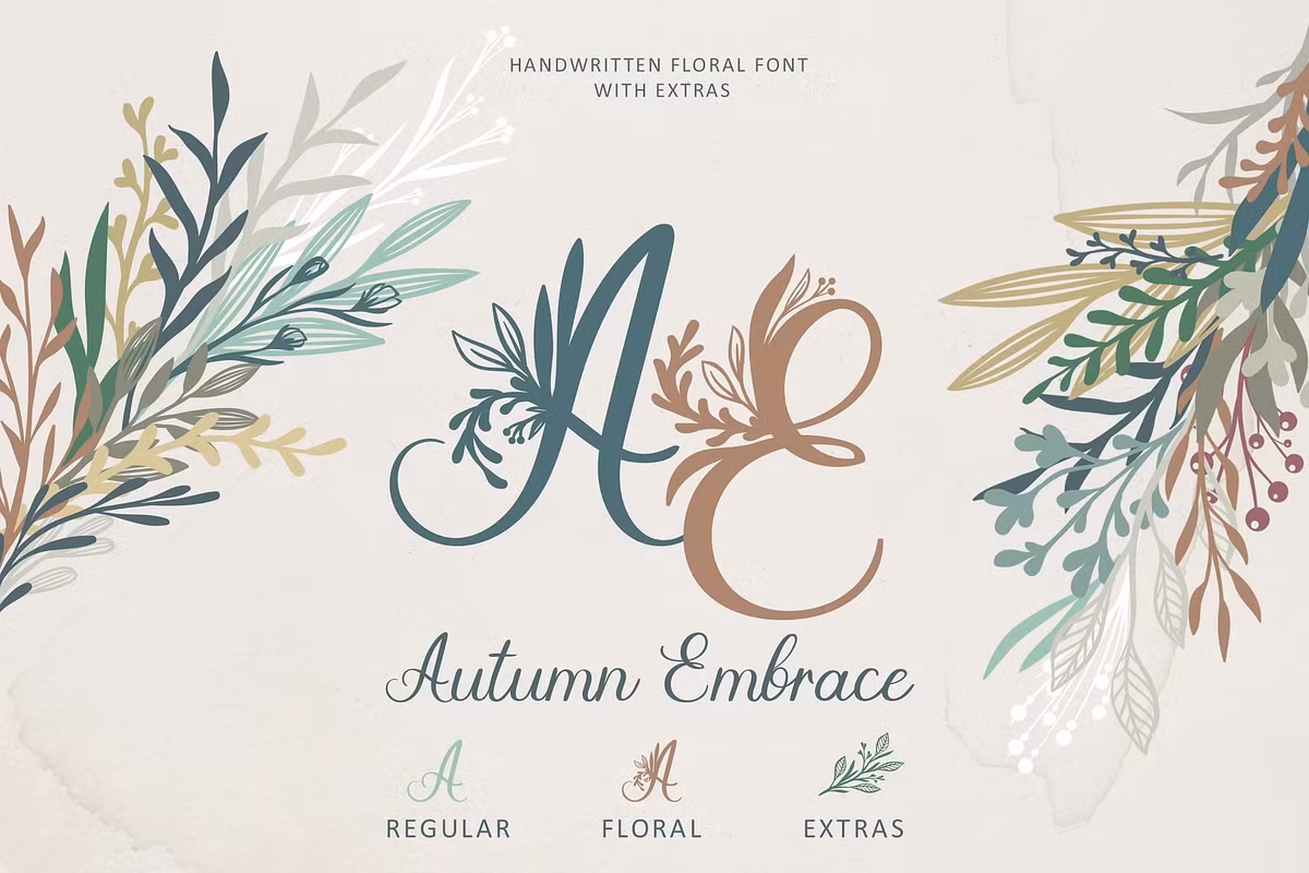 Autumn Embrace Floral Font Free Download Free Download