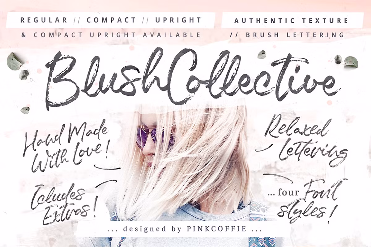 Blush Collective - 4 Fonts + Extras! Free Download Free Download