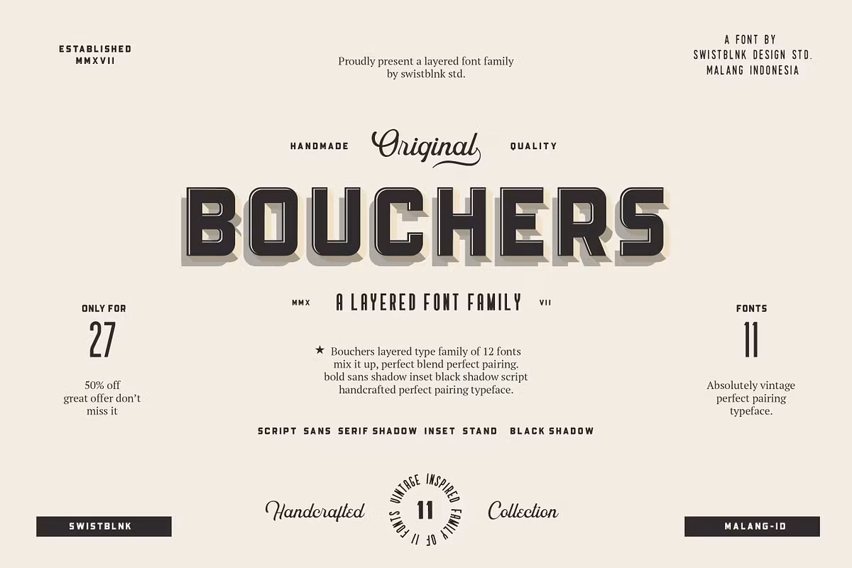 Bouchers Layered | Font Bundle Free Download Free Download