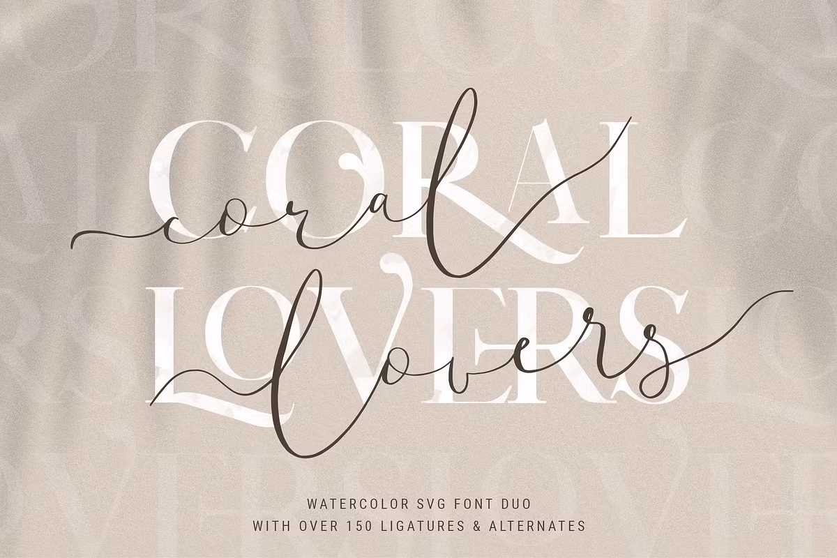Coral Lovers SVG Watercolor Font Duo Free Download Free Download Coral Lovers SVG Watercolor Font Duo Free Download Free Download