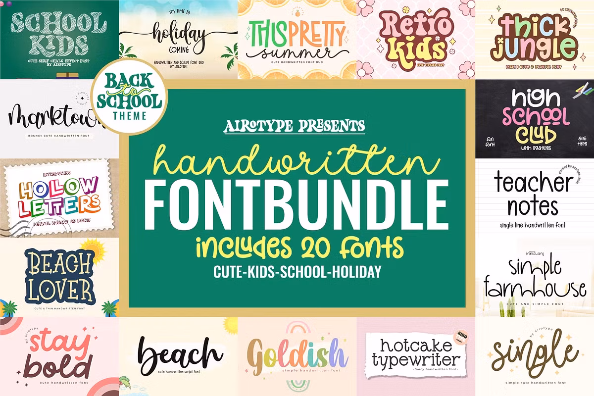 Handwritten Font Bundle | 20 Fonts Free Download Free Download