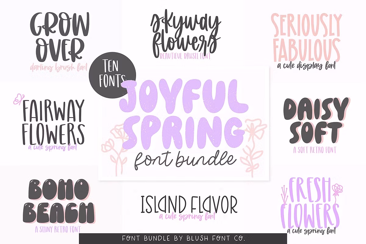 JOYFUL SPRING Brush Font Bundle Free Download Free Download