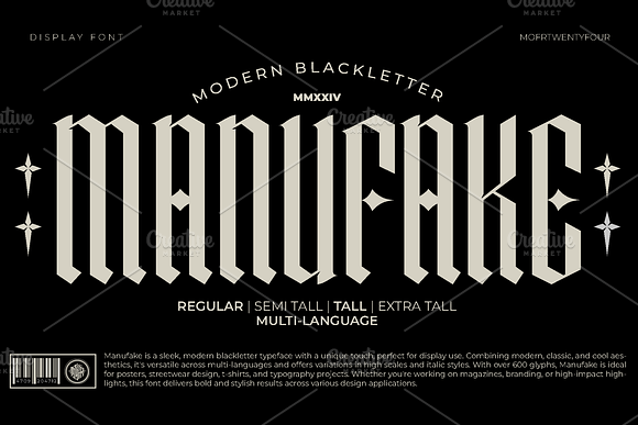 Manufake - Sleek Tall Blackletter Font Free Download Manufake - Sleek Tall Blackletter Font Free Download