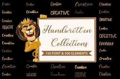 150 Handwritten Font and 500 Element