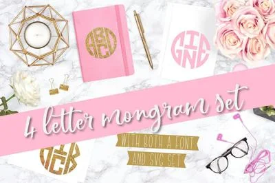 4 Letter Circle Monogram Font & Kit