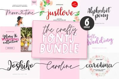 6 in 1 Crafty fonts bundle