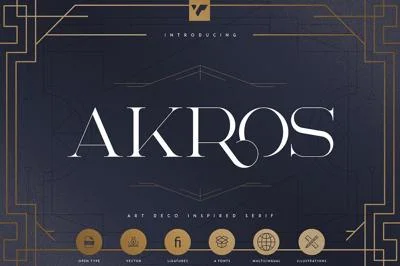Akros - Art Deco Serif + Extras Font