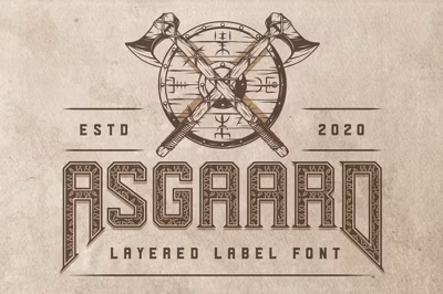 Asgaard layered label font Free Download