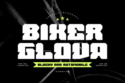 Biker Glova Blocky & Automobile Font