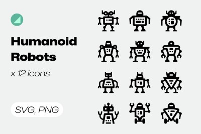 Basicons / Line / Humanoid Robots Icons