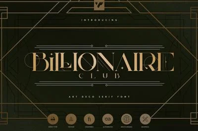 Billionaire Club - Art Deco Serif Font