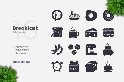 Breakfast Solid Icons