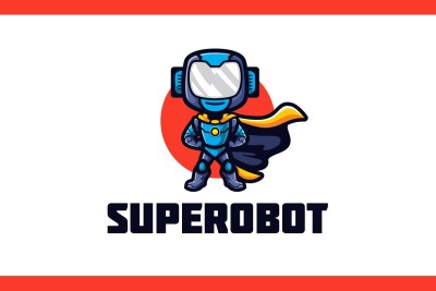 Cartoon Superhero Robot Mascot Logo
