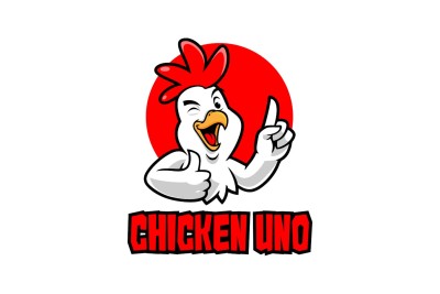 Chicken Uno Cartoon Logo Mascot
