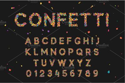 Colorful font from confetti Free Download