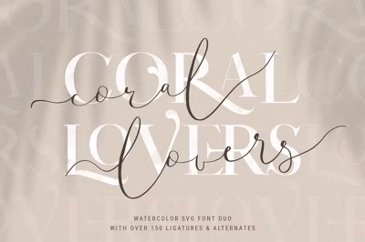 Coral Lovers SVG Watercolor Font Duo Free Download