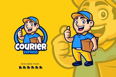 Courier Cartoon Mascot Business Logo