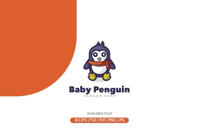 Cute Baby Penguin Logo