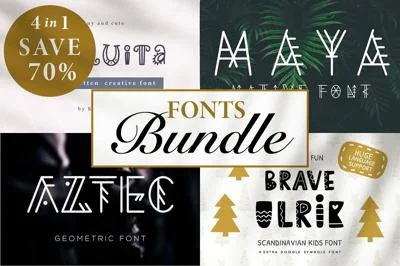 DECORATIVE FONT BUNDLE : 4 in 1