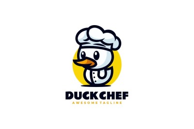 Duck Chef Mascot Cartoon Logo