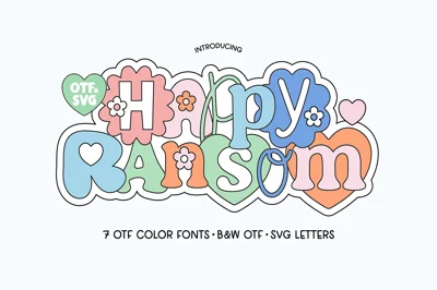 HAPPY RANSOM Boho Floral Cutout Font