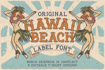 Hawaii Beach. Font & T-shirts