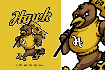 Hawk Mascot Logo for Baseball Gaming and Sports