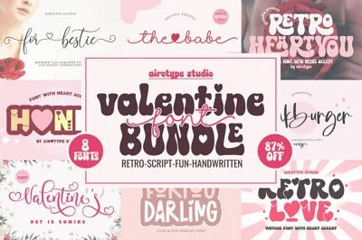 Heart Font Bundle | 8 Love Fonts