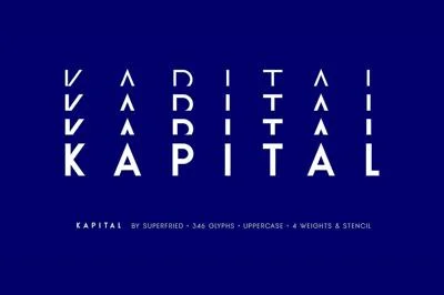 KAPITAL | 8 Fonts 4 Sans 4 Stencil