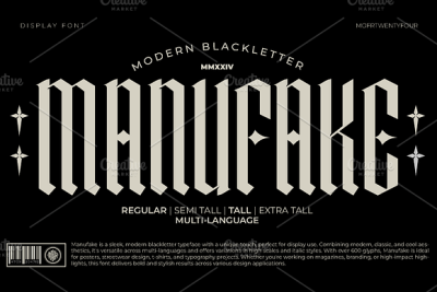 Manufake - Sleek Tall Blackletter Font
