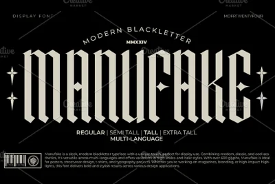 Manufake - Sleek Tall Blackletter Font