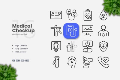 Medical Checkup Outline Icons