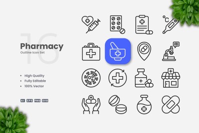 Pharmacy Outline Icons