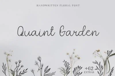 Quaint Garden Floral Font +EXTRAS