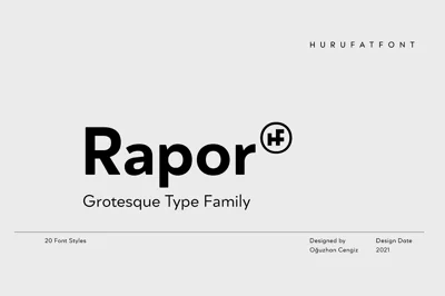 Rapor Grotesque - 20 Fonts