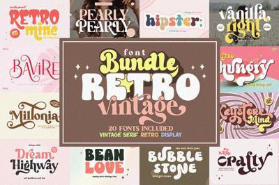 Retro Font Bundle - 20 Vintage Fonts Free Download