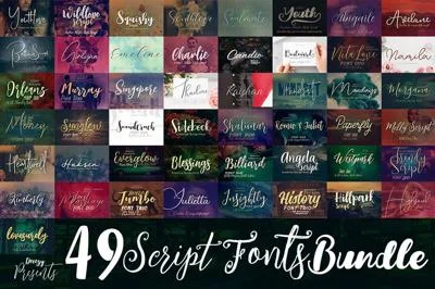 SALE 49 Script Fonts Bundle