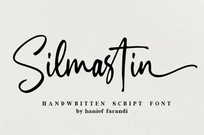 Silmastin. Handwritten script font