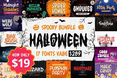 Spooky Bundle | 17 Halloween Fonts Free Download