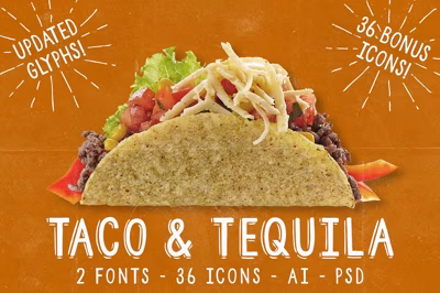 Taco and Tequila, 2 Fonts + Extras! Free Download