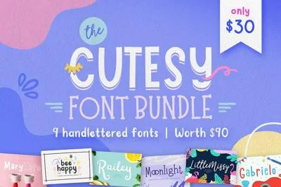 The Cutesy Font Bundle • 9 Fonts!