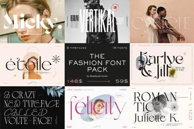 THE FASHION FONT PACK - Bundle of 8