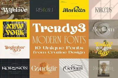 Trendy & Modern Fonts 3 - 10 Sets