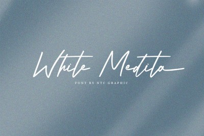 White Medita Brush Script Font