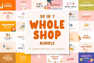Whole shop BUNDLE | Fonts & Graphics Free Download