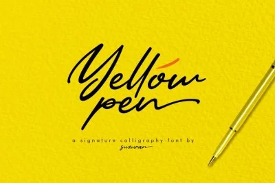 Yellow Pen Script Font