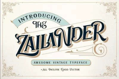 Zailander - Vintage Font + Logo Set