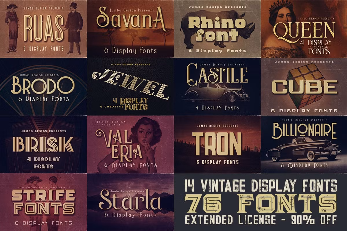 SALE 14 Display Fonts - 76 Fonts Free Download Free Download
